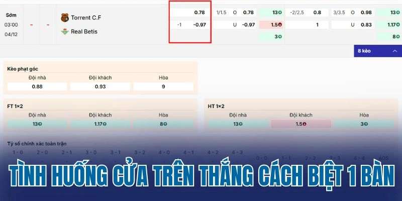 Tình huống cửa trên thắng cách biệt 1 bàn